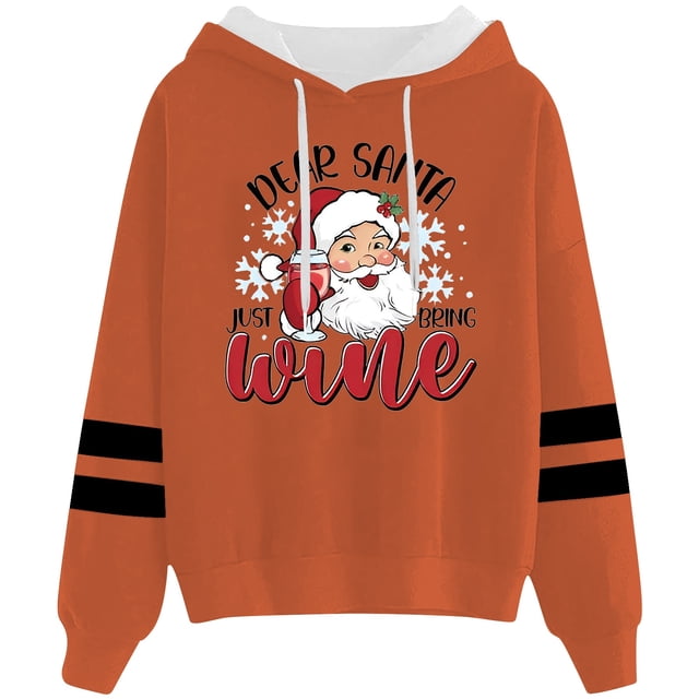 WILLBEST Sudadera con Capucha y Cordón Ajustable para Mujer, Estilo Casual, con Estampado Navideño Chica