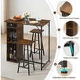 thumbnail image 5 of Bingirl Rustic Brown Bar Table and Chairs Set, Dining Table Set, 3pcs Kitchen Dining Table Set with Storage Drawer & Shelf, Pub Table and Chairs Set for Small Spaces and Apartments, 5 of 5