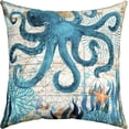 thumbnail image 4 of Pack of 4 Vintage Whale Decorative Throw Pillow Covers, Soft Sea Turtle Square Cushion Case Set for Couch Sofa Bedroom Living Room,Retro Seahorse Octopus Pillow Cases Pillowcases, 18x18 Inches, 4 of 4