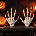 thumbnail image 6 of Halloween Skeleton Hand Props, 1 Pair Life Size Witch Claw Hands, Realistic Plastic Spooky Decorations for Party Wreath Making, Front Porch Tabletop Indoor Outdoor Display, 6 of 8