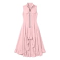 thumbnail image 7 of Noric Women's Sleeveless Maxi Dresses Cotton Linen Lapel High Low Zip Up Dress with Ruffle Hem Casual A-Line Summer Dresses, 7 of 7
