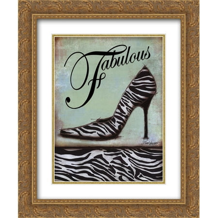 Zebra Shoe 2x Matted 15x18 Gold Ornate Framed Art Print by Todd