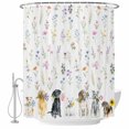 thumbnail image 2 of Spring Floral Dog Shower Curtain with Hooks, Rustic Black Gray Puppy Pink Flower Animal Water Repellent Shower Curtains for Bathroom Decor Sturdy Shower Curtain, Machine Washable 36x72 Inch, 2 of 9