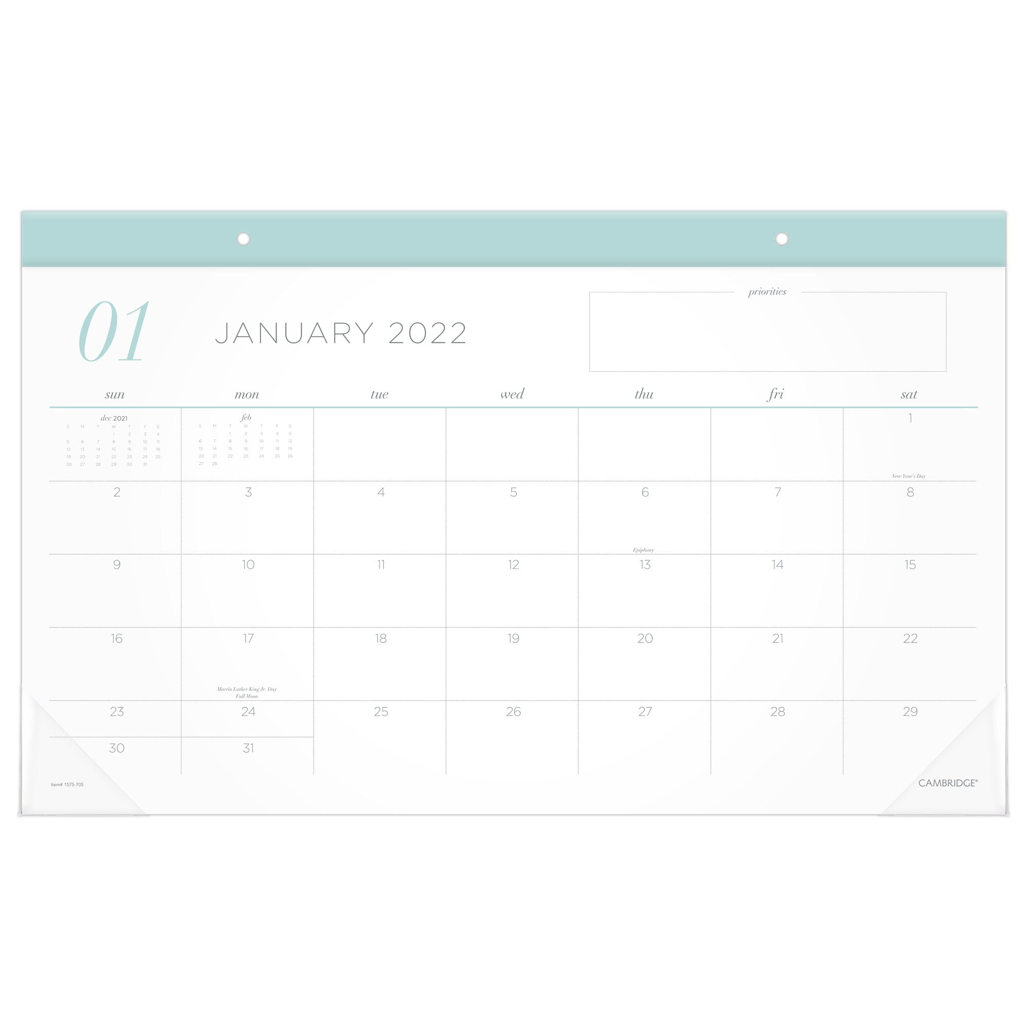 Cambridge WorkStyle Compact Monthly Desk Pad Calendar, 17-3/4' x 11', January 2022 to December 2022