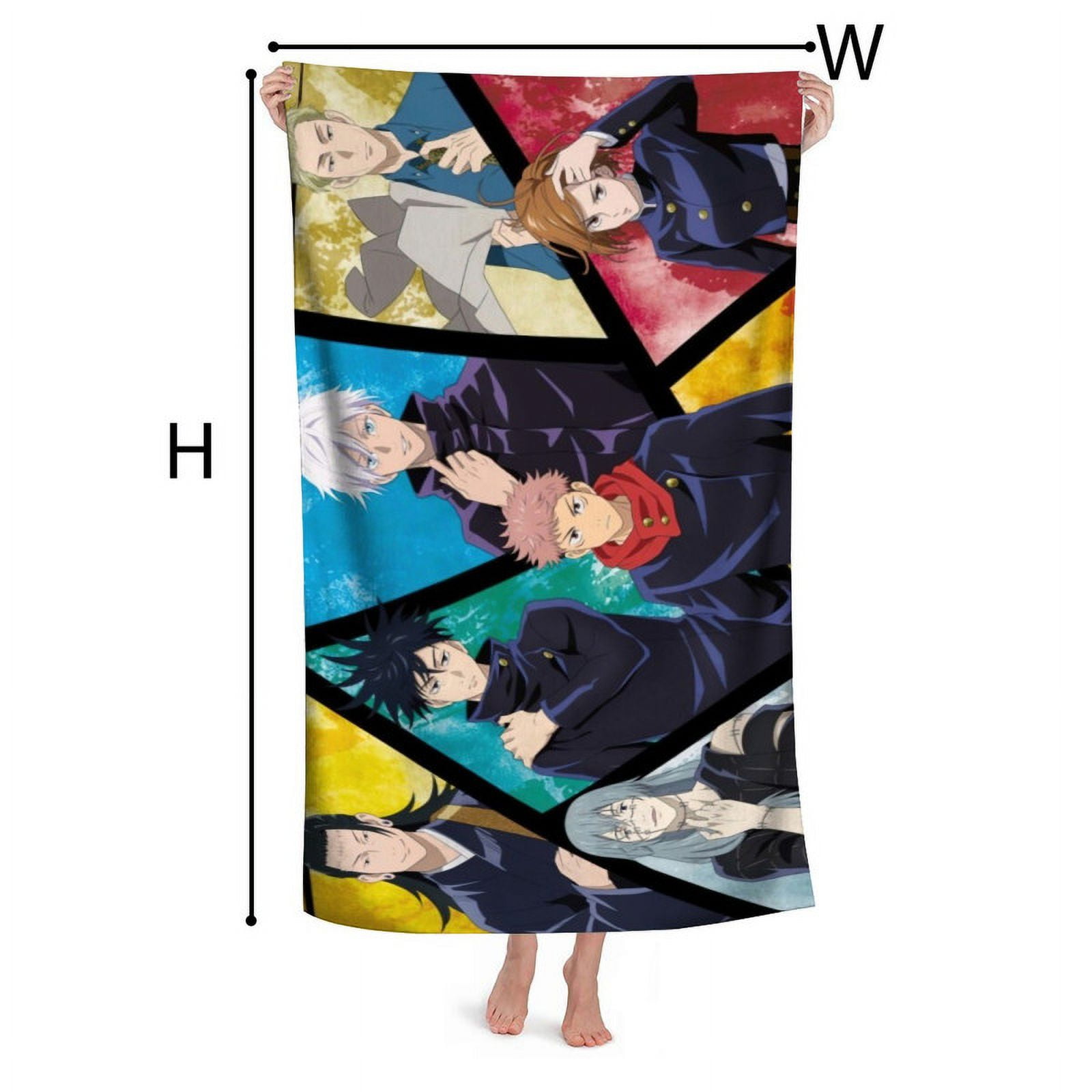 30.7×63in Beach Towel Jujutsu Kaisen Satoru Gojo Geto Suguru Anime Gifts for Women Kids Birthday Bath Outdoor Quick Dry Lightweight