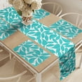 thumbnail image 2 of Ambesonne Turquoise Table Runner & Placemats, Foliage Leaves Lines, Placemat 4 pcs + Runner 12"x72", Turquoise White, 2 of 2
