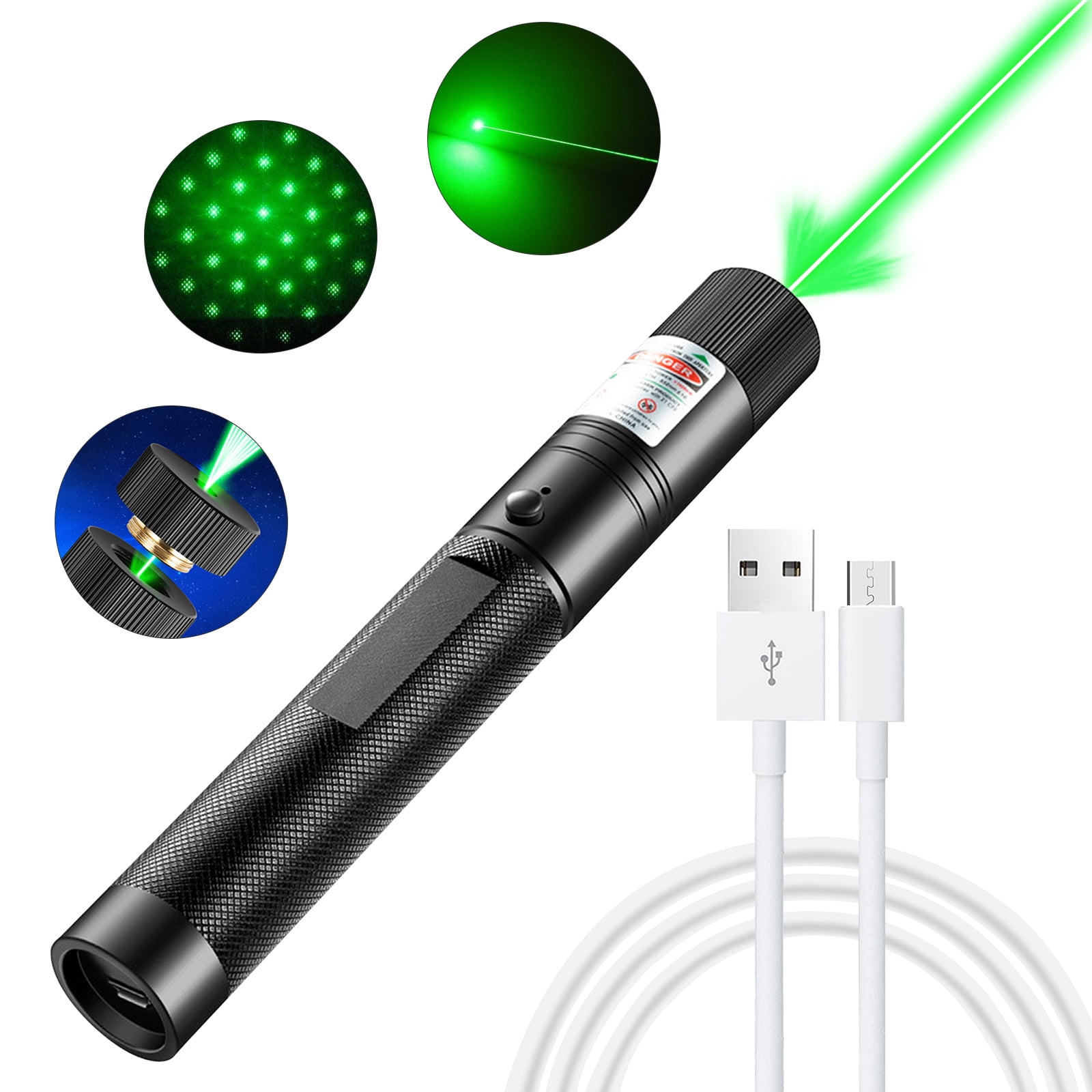 2PC 950 Miles Green Laser Pointer Pen 532nm Rechargeable Portable Lazer+Charger 