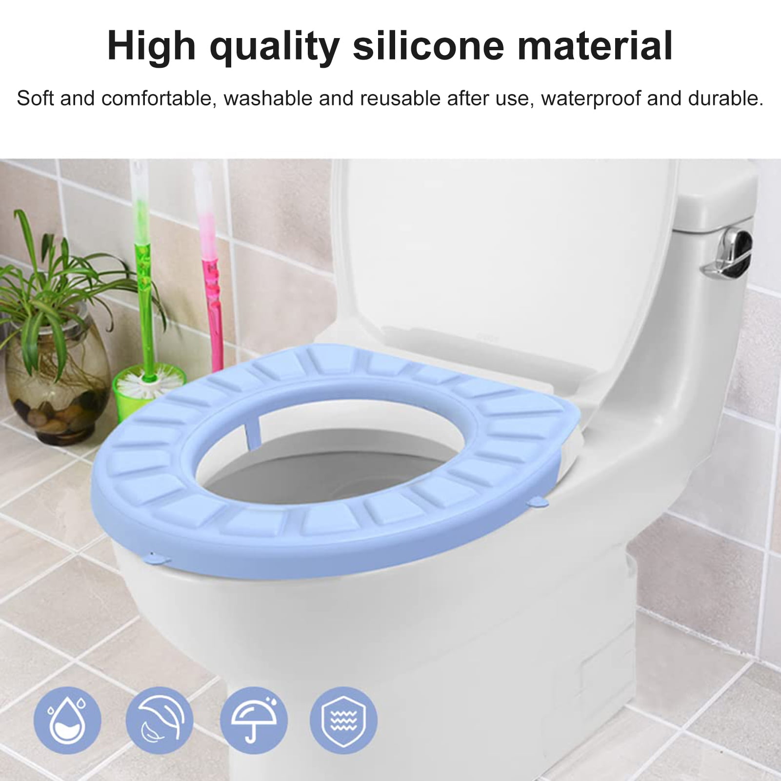 CherryHome Soft Comfortable Toilet Mat Silicone Toilet Mat Waterproof
