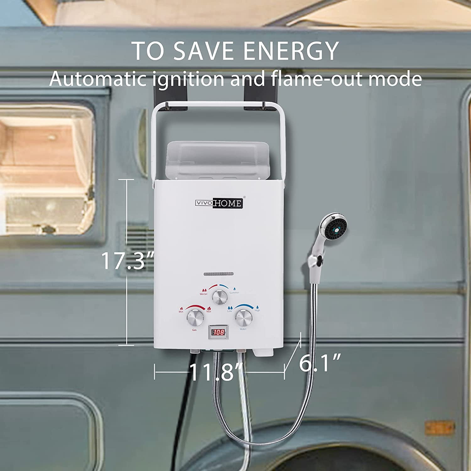 VIVOHOME Outdoor Portable Water Heater, 1.6GPM 6L Propane Gas Tankless with  Digital Display, White - Walmart.com