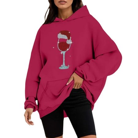 WEAIXIMIUNG Chandails en Molleton Mignons pour Femmes Preppy Chandail en Molleton de Noël pour Femmes Manches Longues Imprimé Lettre Motif Mignon Décontracté Pull Col Rond Automne