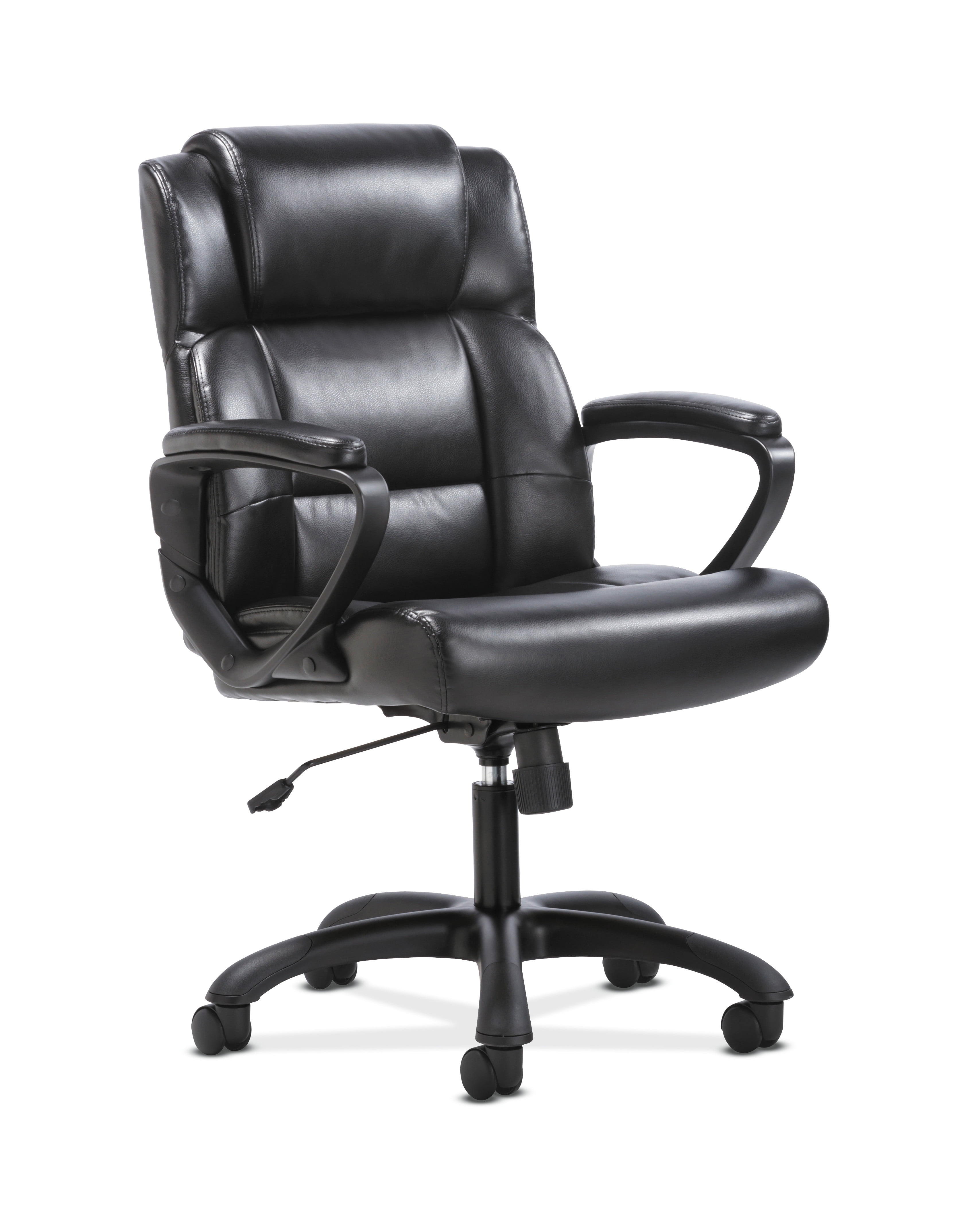 Photo 1 of Sadie Ergonomic Swivel Leather Executive Computer/Office Chair with Arms and Lumbar Support Black - HON