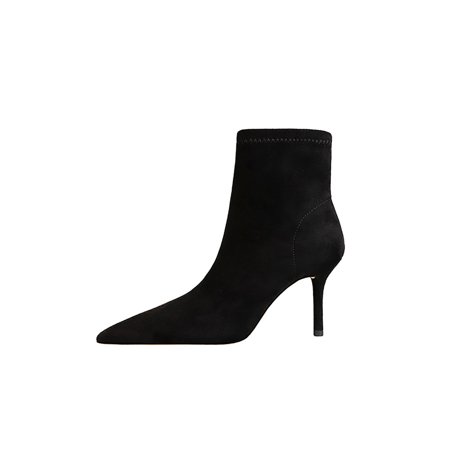 

Daeful Women Comfort Sexy Heeled Booties Formal Casual Stiletto Boots Work Breathable Pointed Toe Dress Bootie Shoes Black Plush Lined 5