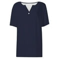 thumbnail image 2 of Bovemsi Women's Short Sleeved T Shirt V Neck Top Fashionable Casual Short Sleeved Shirt, Blue Women's Summer Short Sleeve T-Shirts, M, 2 of 8
