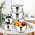 thumbnail image 3 of Walchoice Mixing Bowls with Lid Set of 6, Stainless Steel Metal Nesting Bowls for Cooking, Baking, Preparing, Serving, Size 4.5/3/2.5/1.5/1/0.7 QT - Khaki, 3 of 7
