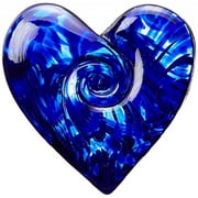 Handmade Glass Unusual Paperweight Art Glass 3" Art Garden Heart - Cobalt Blue