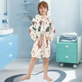 thumbnail image 5 of FORMRS Niños Bathrobe Unisex Hooded Robe Soft Plush Pajamas Sleepwear, Size 7-9T, Beige Christmas Candy Canes, 5 of 7