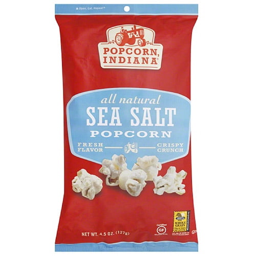 Popcorn, Indiana Sea Salt Popcorn, 4.5 oz, (Pack of 12)