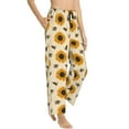 thumbnail image 2 of Xecao Sunflowers And Bee Women's Straight Lounge Pajama Pants: The Epitome of Relaxed Sleepwear, 2 of 9