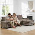 thumbnail image 3 of Ktaxon 122" W L Shaped Sectional Sofa, Modern Chenille Deep Seat Cloud Couch with Movable Chaise, Plush Living Room Couches for Apartment, 3-Seater Light Brown, 3 of 12