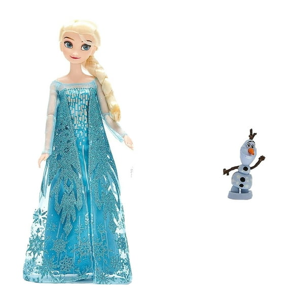 Elsa 12.5” Classic Doll & 3” Olaf Snowman Pvc Figure Figurine Cake Topper Set