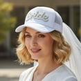 thumbnail image 6 of Vjnyvs Rhinestones Embellished Bride Baseball Hat With White Tulle Veil Wedding Headpiece For Bridal Party Bride And Bridesmaid Caps, 6 of 7