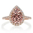 thumbnail image 2 of 8x5mm Pear Shape 2.25 Carat Morganite and Diamond Moissanite Halo Bridal Ring Set on 10k Rose Gold, 2 of 2