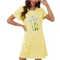 thumbnail image 3 of Blmnix Moomoo Womens Nightgowns Sleepwear Short Sleeve Yellow Crew Neck Sleep Dress, 3 of 4