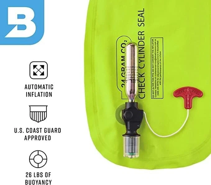Bluestorm Cirrus 26 Inflatable Life Jacket USCG Type V PFD, Guy Harvey Signature Series *TURTLE*