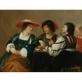 thumbnail image 2 of Theodoor Rombouts 24x19 Black Ornate Framed Double Matted Museum Art Print Titled: A Woman and Three Men Seated Around a Table Playing Cards, 2 of 5