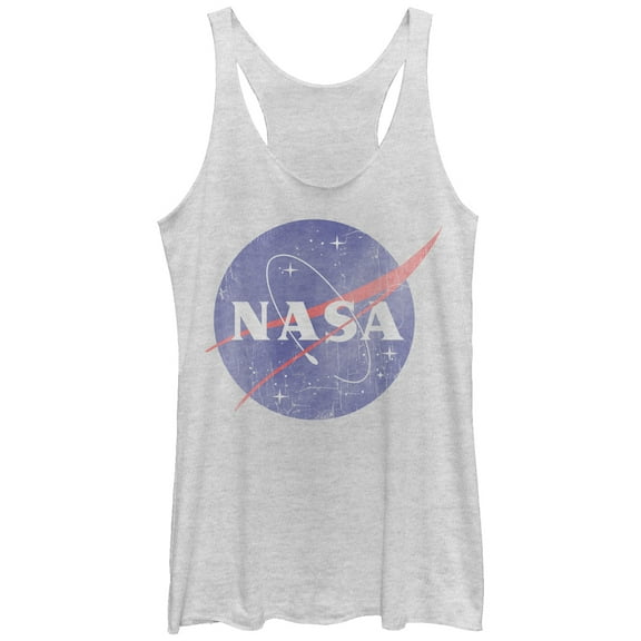 Women's NASA Logo  Racerback Tank Top White Heather Medium
