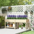 thumbnail image 2 of Outsunny Raised Garden Bed, Wood Garden Box with Bottom Shelf, Natural, 2 of 10