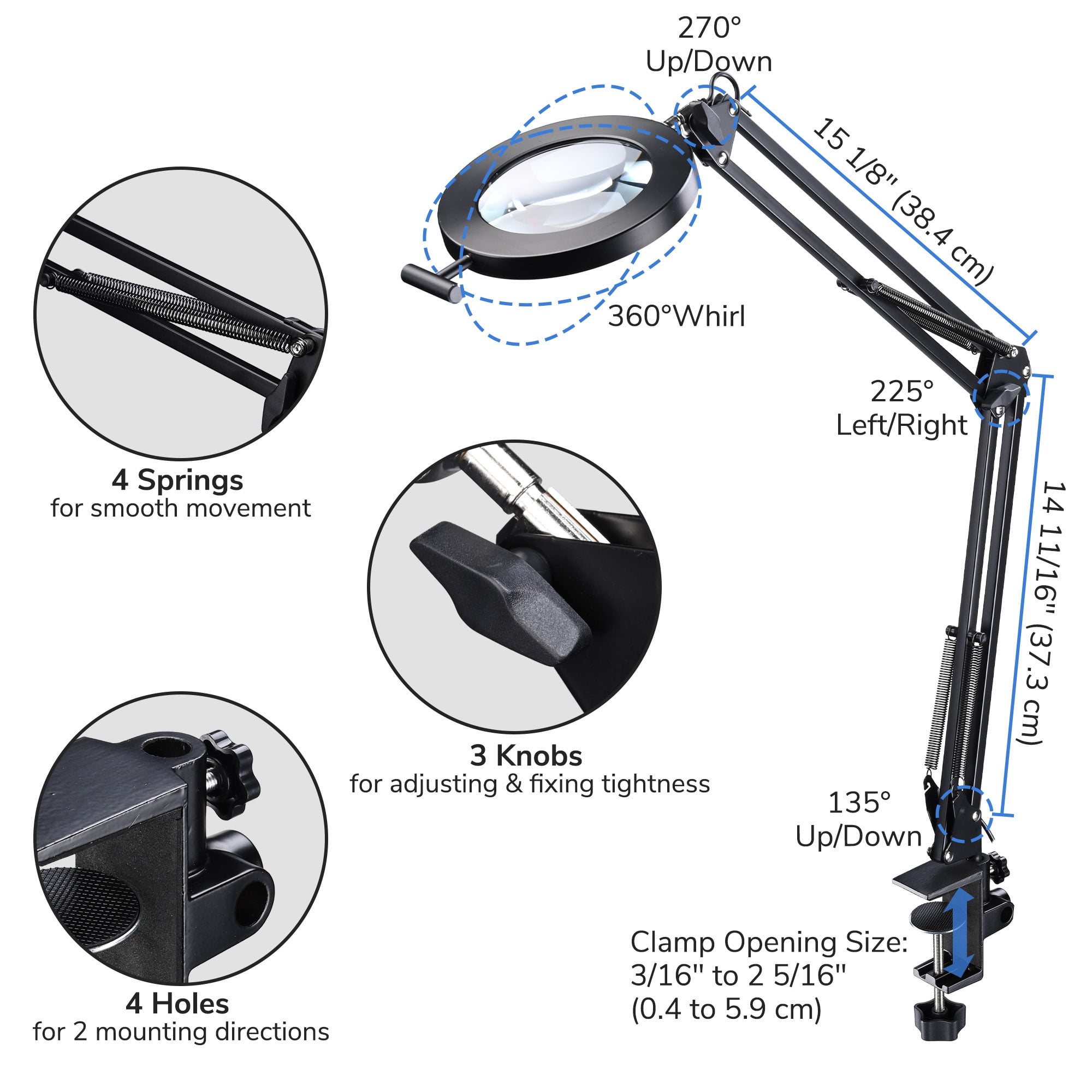Meichoon Desk Lamp 5X Magnifying Glass with Clamp Metal USB Reading  Magnifier 72 LED Lights 3 Color …See more Meichoon Desk Lamp 5X Magnifying  Glass