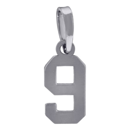 925 Sterling Silver Unisex Letter Name Personalized Monogram Initial Sport game Number 9 Charm Pendant Necklace 19x6.8mm