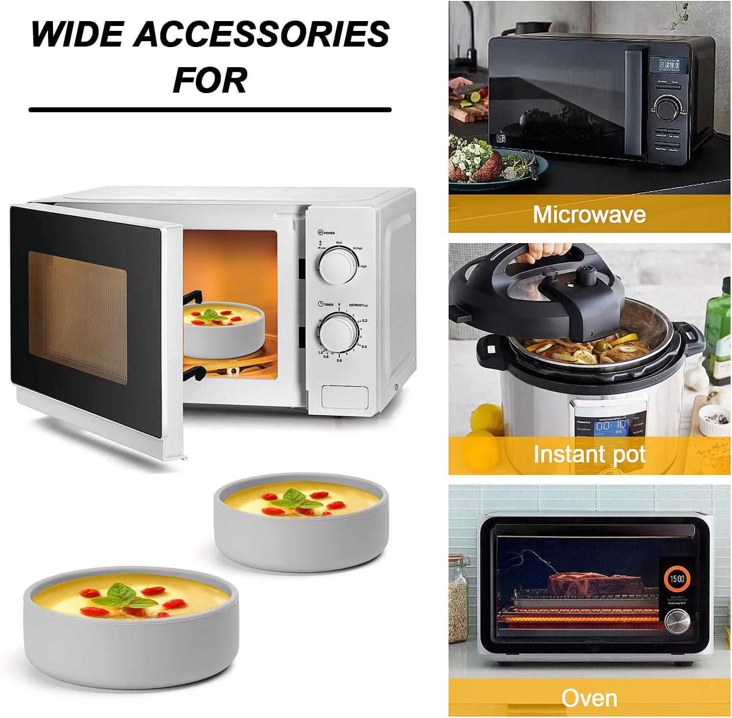 4 Pack Silicone Air Fryer Egg Pan Individual Microwave Egg Cooker Eggwich Egg Bites Molds for Oven Microwave - Grey