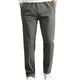 thumbnail image 2 of Pantalones largos para hombre, informales, lisos, con bolsillo, para exteriores, cintura elástica, con cordón, pantalones de trabajo para hombre, 2 of 7