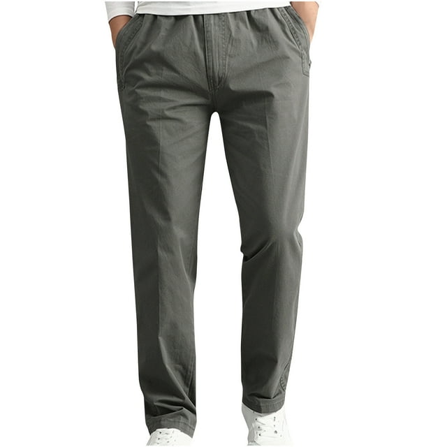 Men Pants Solid Casual Pocket Outdoor Elastic Waistbelt Drawstring Trousers Work Pants Spring/Summer Pants for Men