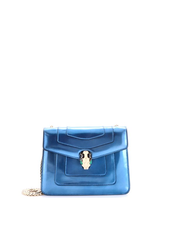 Pre-Owned Serpenti Forever Square Shoulder Bag Metallic Leather Small By Rebag