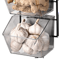 thumbnail image 6 of 3 Compartments Wall Mounted Ginger Garlic Container Countertop Onion and Potato Storage Box with Metal Rack,Length 40cm, 6 of 7