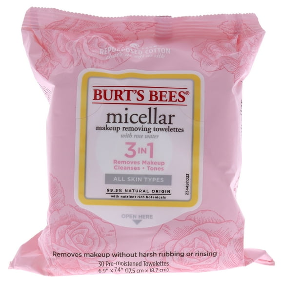 Burts Bees Toallitas Toallitas Desmaquillantes Micelar - Agua de Rosas 30 Count