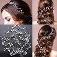 thumbnail image 2 of Crystal Bride Wedding Headpieces Flower Bridal Hair Vines Rhinestone Leaf Hair Pieces Pearl Hair Comb Bridesmaid Side Combs Hair Accessories for Women and Girls (silver pearl), 2 of 4