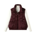 thumbnail image 3 of Pounoo Puffer Vest Women Stand Collar Full Zip Lightweight Quilted Down Sleeveless Outerwear Warm Winter Jackets Coats with Pockets Gift, 3 of 7
