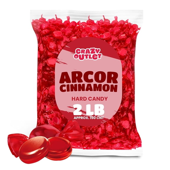 Arcor Cinnamon Hard Candy Discs, Valentines Candy, Individually Wrapped Bulk Pack 2 Pounds