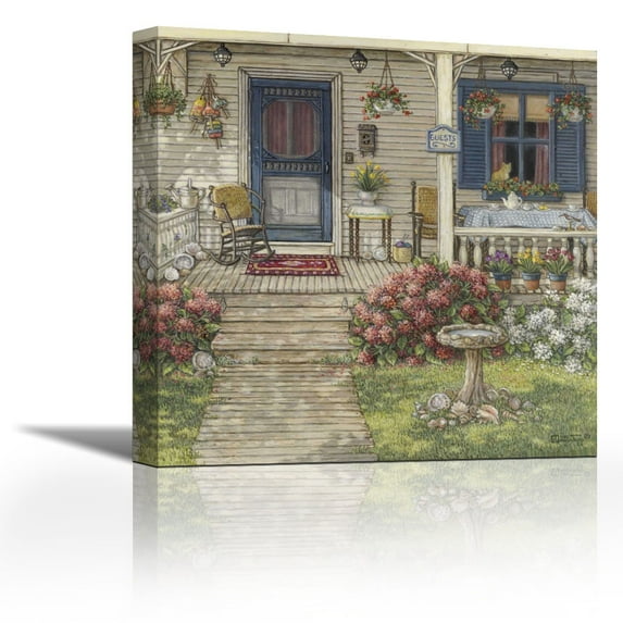 Front Porch In Maine - Contemporary Fine Art Giclee on Canvas Gallery Wrap - wall décor - Art painting - 36 x 36 Inch - Ready to Hang