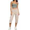 thumbnail image 2 of MLCDZ Womens Cargo Capris Lightweight Elastic Waist Hiking Capri Pants Multiple Pockets Quick Dry Casual Outdoor Trip Loose Cropped Trousers, 2 of 8