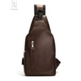 thumbnail image 2 of Gustave Men PU Leather Sling Bag Crossbody Backpack Anti-Theft Chest Shoulder Bag Waterproof Casual Daypack for Travel Hiking with USB Charging Port "Dark Brown", 2 of 11