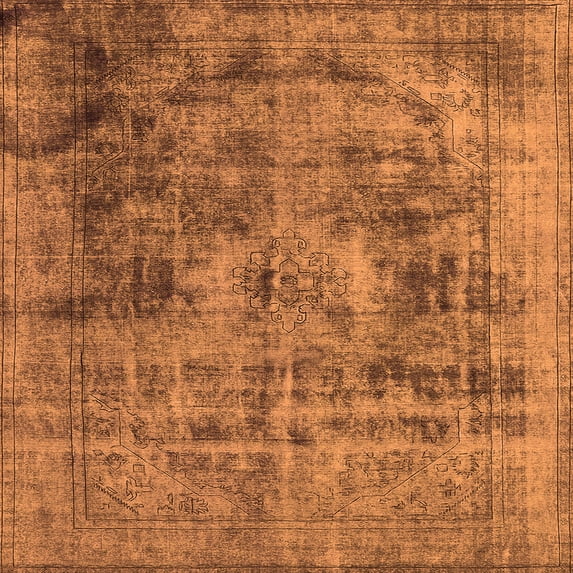 Ahgly Company Indoor Square Oriental Orange Industrial Area Rugs, 5' Square