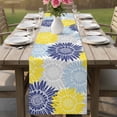 thumbnail image 4 of Yellow Blue Sunflowers Table Runner 90 Inches, Boho Retro Floral Rustic Blossom Bed Runner Dresser Scarves Tabletop for Indoor Outdoor Parties/Ceremony/Banquet, 13" x 90", 4 of 9