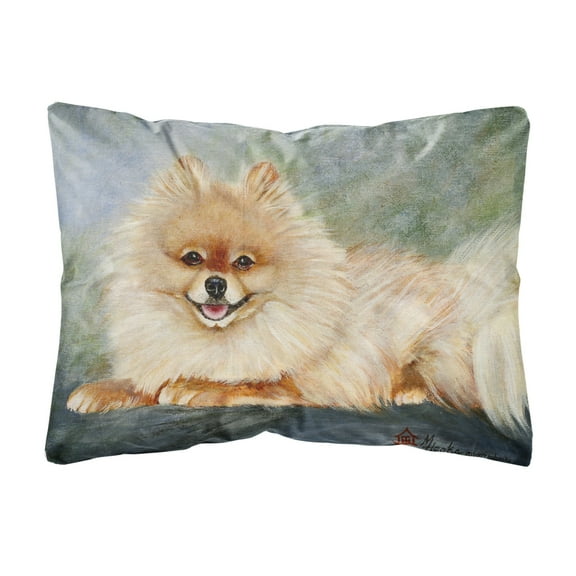 Carolines Treasures MH1055PW1216 Pomeranian Full Body Canvas Fabric Decorative Pillow, 12H x16W, multicolor