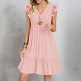 thumbnail image 5 of Mgmyaa Summer Dresses for Women V-Neck Sleeveless Boho Midi Sundress Flutter Sleeve Travel Beach Vacation Clothes, 5 of 5