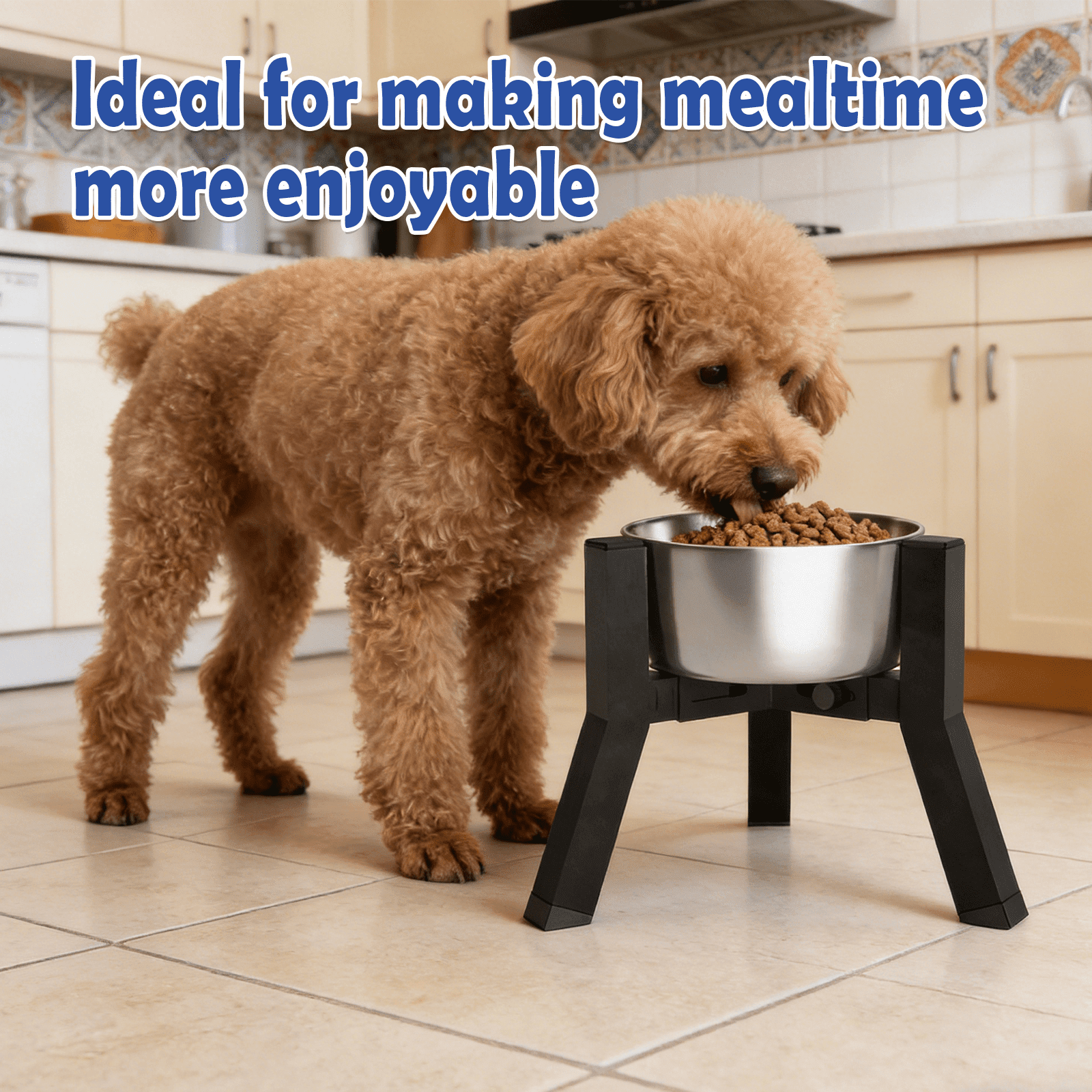 Adjustable Elevated Dog Feeder Station for Small & Medium Breeds, Easier Meals, Bowl Not Included